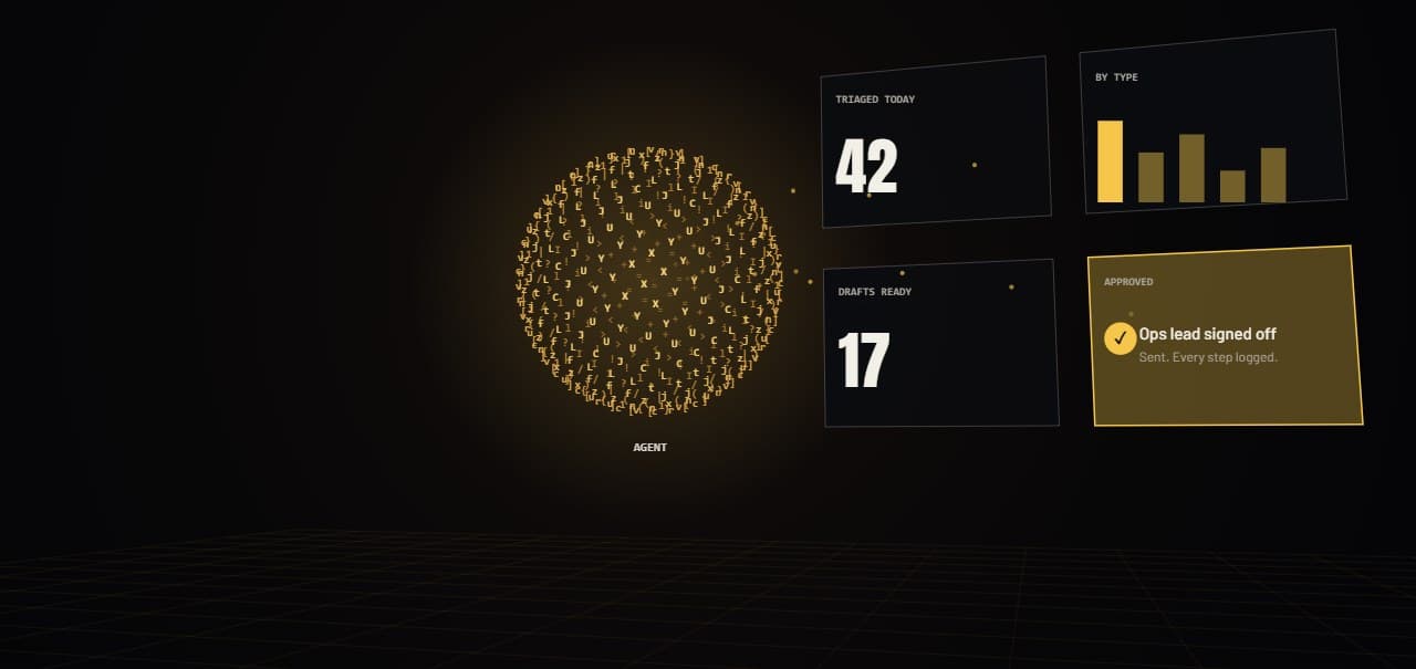 The agent's dashboard at the end of the sequence, approved by a person — sample data